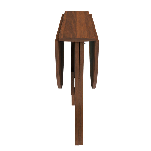 43 in Folding Dining Table for Small Spaces, MDF Table with Walnut Veneer, Space Saving Foldable Kitchen Table for Indoor and Outdoor Use