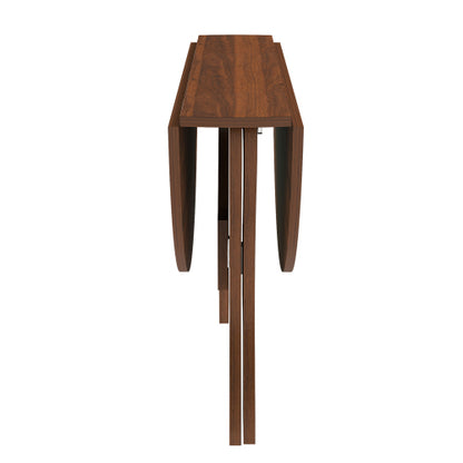 43 in Folding Dining Table for Small Spaces, MDF Table with Walnut Veneer, Space Saving Foldable Kitchen Table for Indoor and Outdoor Use