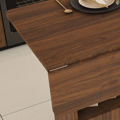 47-Inch Folding Dining Table with Storage Shelves and Wheels