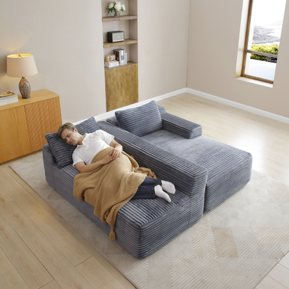 97'' Modular Sectional Sofa, Cloud Sectional Couch with Deep Seat, Modern Modular L-Shape Sofa Couch with Chaise,Upholstered Couches for Living Room Bedroom,No Assembly, Grey