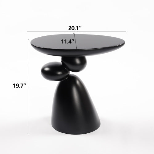 Lucky Stone Fiberglass End Table, Wabi-Sabi Style Minimalist Accent Table