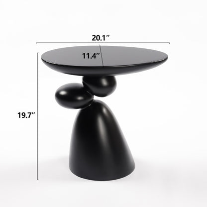 Lucky Stone Fiberglass End Table, Wabi-Sabi Style Minimalist Accent Table