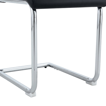Set of 2 Black PU High-Back Dining Chairs, Waterproof PU Fabric, Sturdy Legs for Dining Room, Kitchen & Living Room