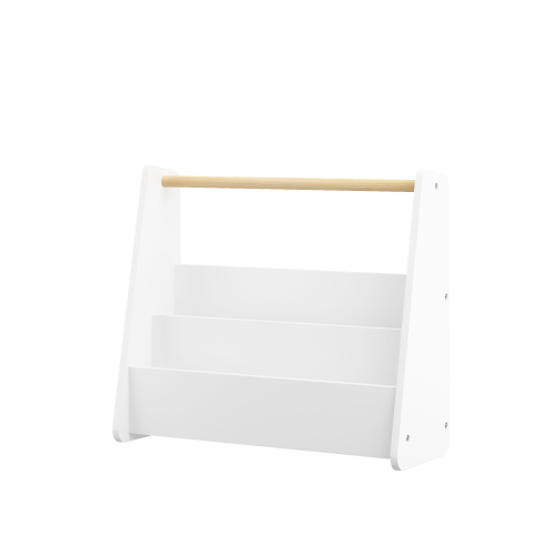 Kids Front-Facing Bookshelf with Wooden Handle 2-Tier White