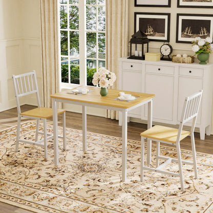 3-Piece Natural & White Industrial Dining Set, Table & 2 Chairs