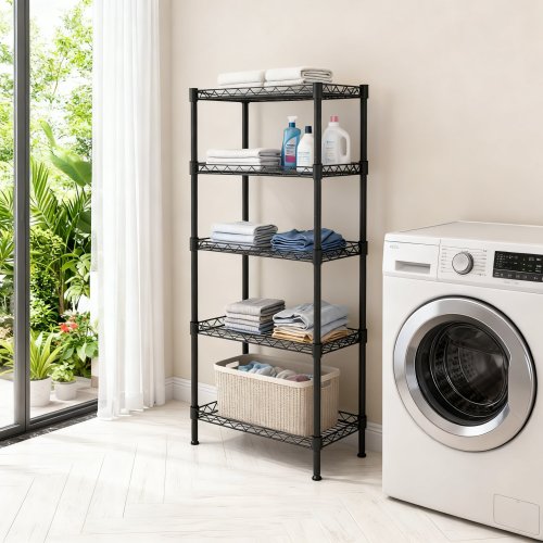 5-Tier Adjustable Metal Wire Shelving Unit for Small Spaces