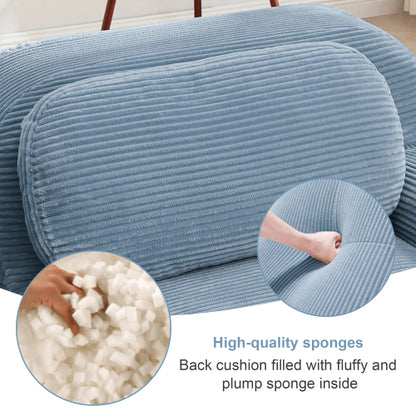 82'' loveseat sofa in luxuryCorduroy Fabric modular for free combo separation curved armrests ,anti-slip design high-resilience sponge fits living rooms bedrooms Audiovisual Room,Blue