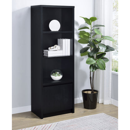 Black 3-Tier Vertical Media Tower Storage Pier with Bottom Cabinet