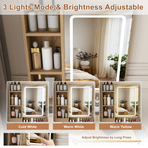 Modern Small Vanity Desk w/ 3-Color LED Mirror, 3 Drawers, Power Outlet, Hair Dryer Holder & Chair, Black