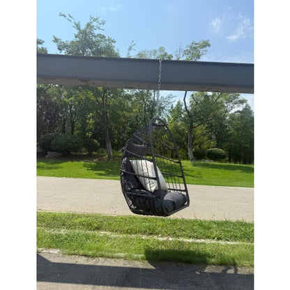 Outdoor garden rattan egg swing chair hanging chair PE hanging chair gray