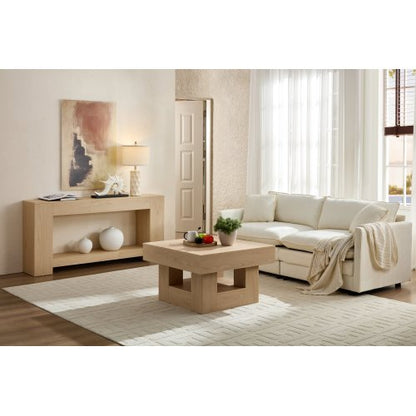 Rustic Square Coffee Table, Exquisitely Crafted with Scalloped Edges Low-Profile Living Room Coffee Table