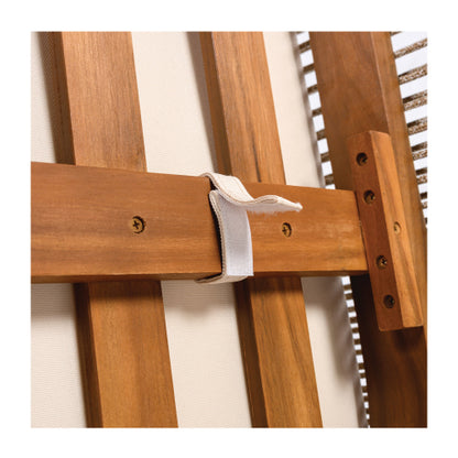 Premium Acacia Wood Outdoor Club Chair, Curved Tub Design with Woven Rope Accents, Water-Resistant Cushions, All-Weather Slat Construction