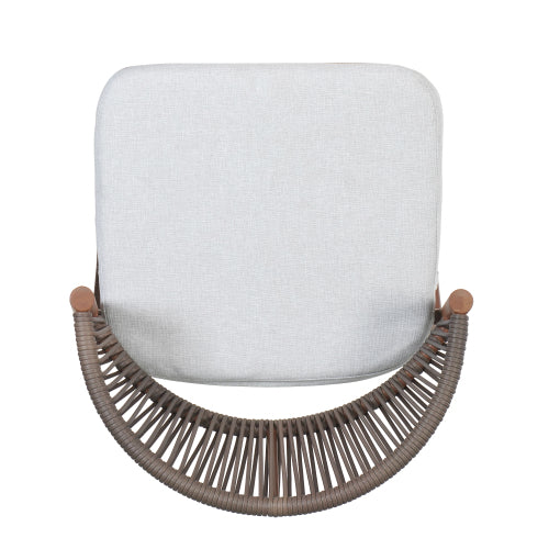 Outdoor 26" Seat Height Aluminum Frame Counter Stools with PE Rattan Scallop-shaped Backrest, Set of 2, Teak Finish