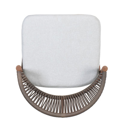 Outdoor 26" Seat Height Aluminum Frame Counter Stools with PE Rattan Scallop-shaped Backrest, Set of 2, Teak Finish