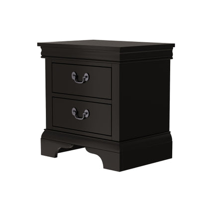Classic 2-Drawer Solid Wood Nightstand, 22inchL, Antique Metal Pulls
