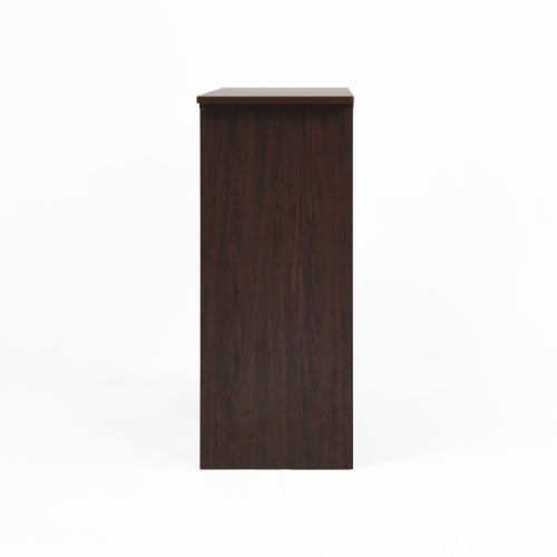 Modern Bar Cabinet with Rotating top, Counter Height Dining Cabinet with 6 Storage space and 2 Ribbed Glass Door for Kitchen, The Rotating Top with 3 Storage Shelves Dining Room, Living Room, Walnut