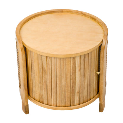 Round Rotating Coffee Table Rattan Hidden Storage MDF Modern Living Room Table