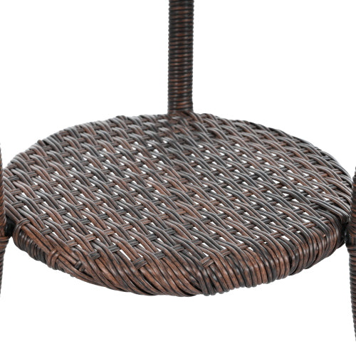 U_STYLE Outdoor Leisure Set, 2 Rattan Single Chairs with A Glass Round Table, Perfectly Suited for Patios, Balconies, and Courtyards