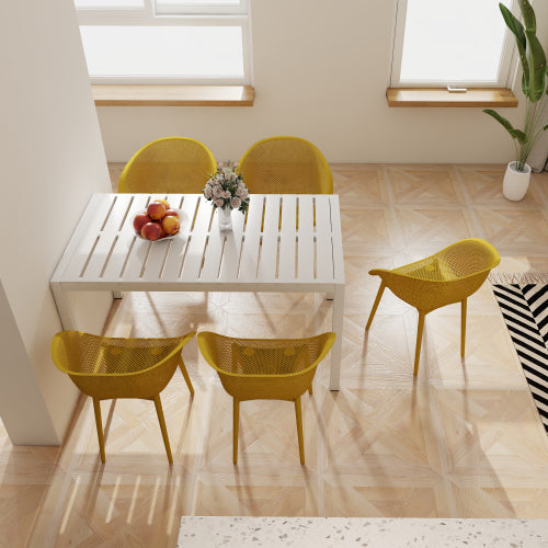 Holiday - 2-Pack Modern Lounge Chairs – Indoor/Outdoor All-Weather PP Plastic, Lightweight for Patio, Beach, Living Room (Earthy yellow)