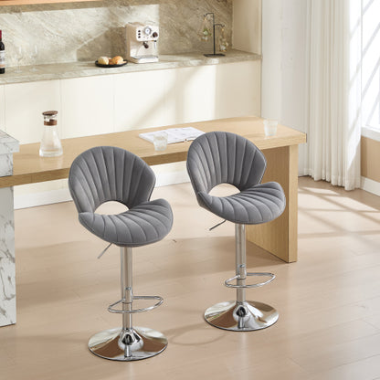 Bar Stools Set of 2 - Adjustable Barstools with Back and Footrest, Counter Height Bar Chairs for Kitchen, Pub -Grey