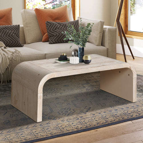 48 Inch Curved Farmhouse Vintage Coffee Table