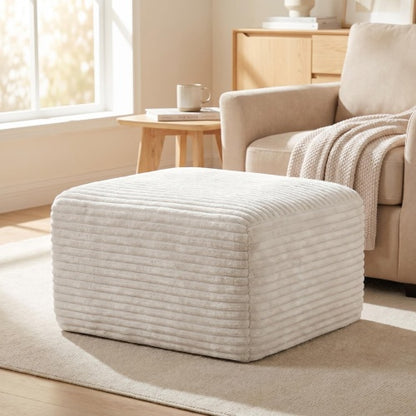37.5 inch Corduroy Square Upholstered Ottoman, Vacuum Compressed Soft Padded Pet-Friendly Foot Stool for Living Room Bedroom