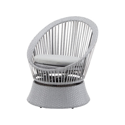 26.7" Modern Silver Swivel Wicker Lounge Chair with xianRattan and Iron Frame,