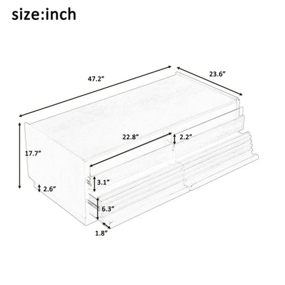 47.2 Inch Fluted Coffee Table with Drawers & Glass