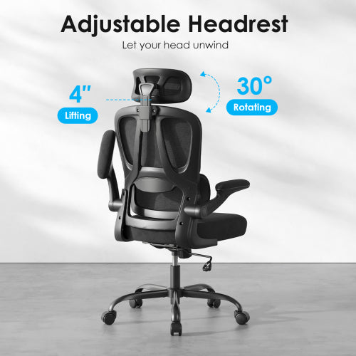 Ergonomic Office Chair, Desk Chair with Headrest and Lumbar Support, High Back Swivel Home Office Chair with Headrest for Home Office Bedroom