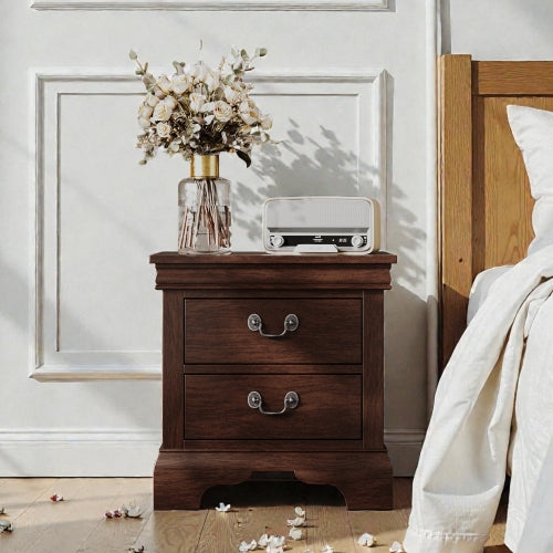 22inch x 16inch x 22.7inch Classic Wooden Nightstand-Cherry