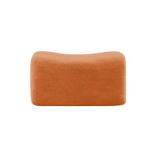 Orange Teddy Fabric Modular Ottoman, No-Assembly Plush Footrest for Sectional Sofa