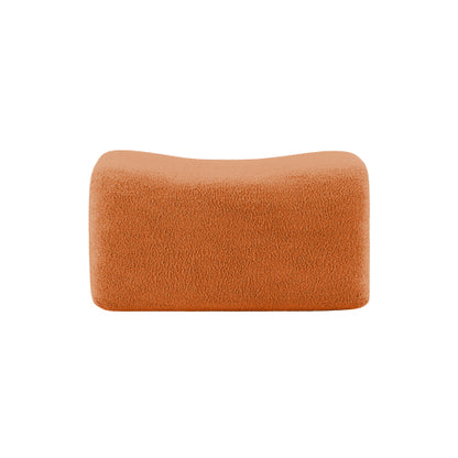 Orange Teddy Fabric Modular Ottoman, No-Assembly Plush Footrest for Sectional Sofa