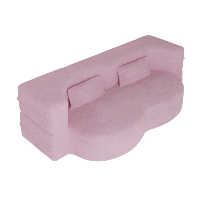 Pink Full-Size Sherpa Fleece Convertible Floor Sofa Bed, 2 Pillows, No Assembly