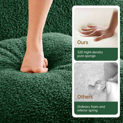 Green Boneless Modular Teddy Fabric Sofa No-Assembly 32D High-Density Sponge Non-Slip Base