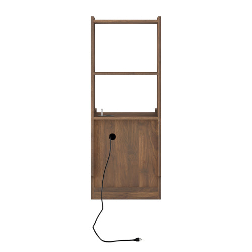 Nightstand with Charging Station, Smart Nightstand with Night Light, Modern Night Stand with Bookshelf, Bedside Tables with Storage Cabinet for Bedroom, Wood