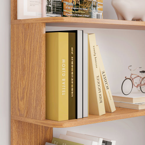 35.43 Inch Extended L-Shape Corner Anti-Drop Open Storage Bookshelf