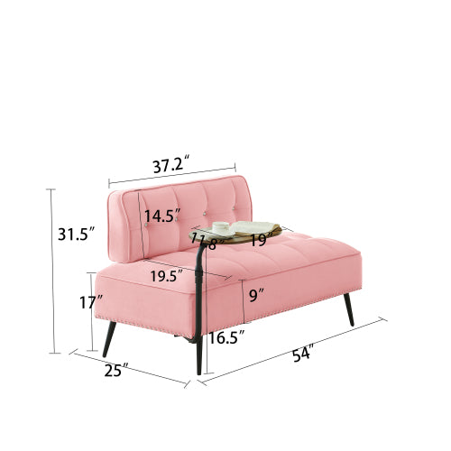 54-Inch Modern 2-Seater Velvet Loveseat Sofa with 360 degree  Rotating Side Table Space-Saving