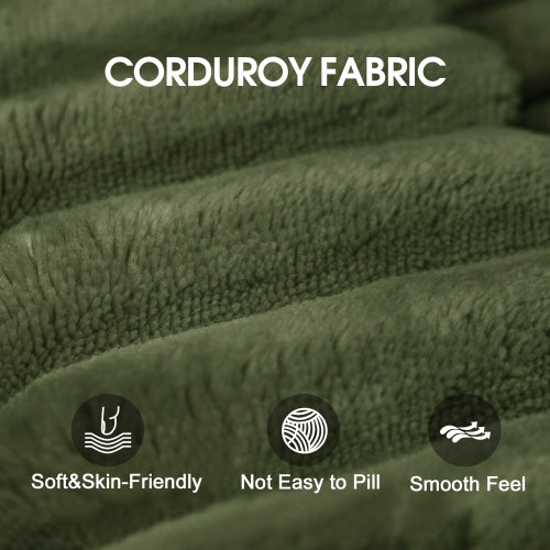 95 inch  Green Plush Corduroy U-Shaped Cloud Modular Sofa, No Assembly