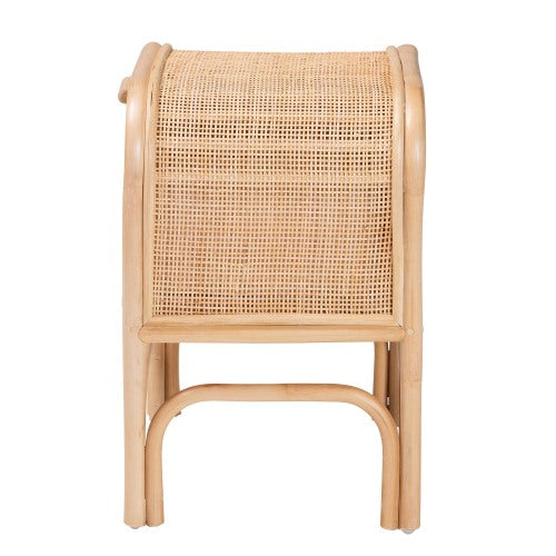 Bohemian Natural Rattan 1-Drawer Nightstand, Woven Accent Bedside Table