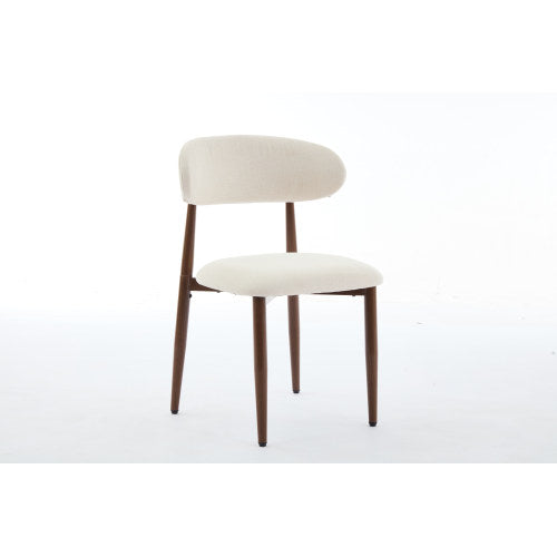 Dining Chairs Set of 4, Beige Fabric, Modern Metal Frame, Padded Seat