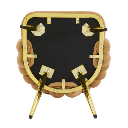 2 Pack Modern Velvet Dining Chairs, Bubble Padded Back Accent Chairs with Gold Metal Legs