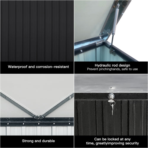 Outdoor Metal Storage Box Large Capacity Waterproof Roof Lockable Doors Garden Patio Tool Box