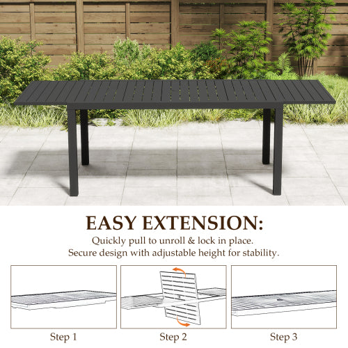 97.2"L Extendable Aluminum Outdoor Dining Table