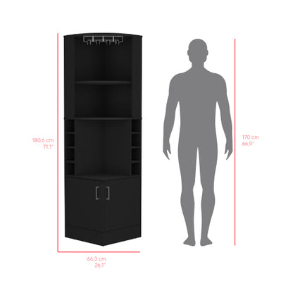 Corner Bar Cabinet Atanasio, Living Room, Black