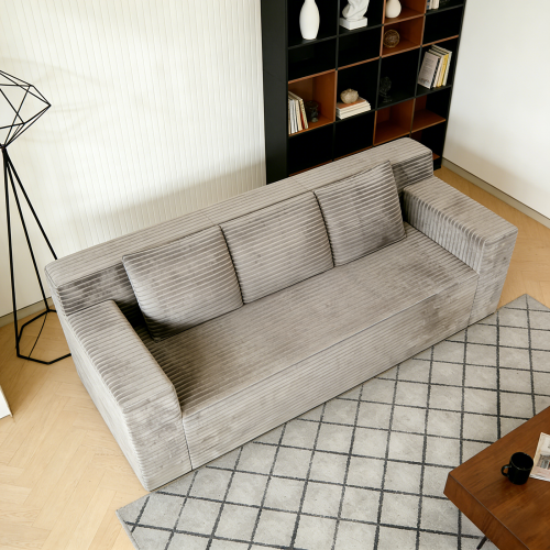 71 inch  Corduroy L-Shaped Modular 3-Seater Sofa, No Assembly Required