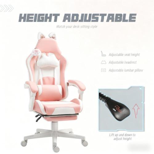 Gaming Chair with Footrest,Racing Gamer Chair, Headrest and Lumbar Support, For Home and Office