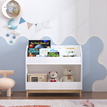 Toddler Book Display Shelf with Storage Bin Wooden Kids Bookcase