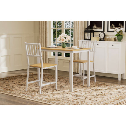 3-Piece Natural & White Industrial Dining Set, Table & 2 Chairs