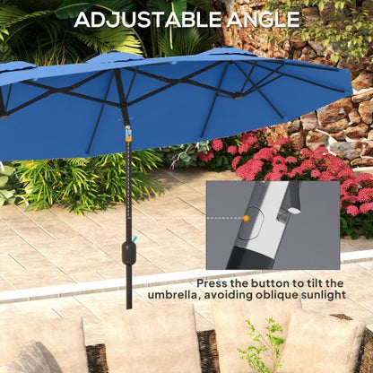 Outdoor Umbrella,Double-sided Patio Umbrella,with Push Button Tilt and Crank,3 Air Vents and 12 Ribs