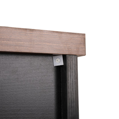 63 inch Farmhouse Barn Door Storage Cabinet with 2 Drawers & Door Rack, Large Buffet Table Coffee Bar Cabinets with Adjustable Shelves for Kitchen, Living Room, Entryway, Dining Room, Black